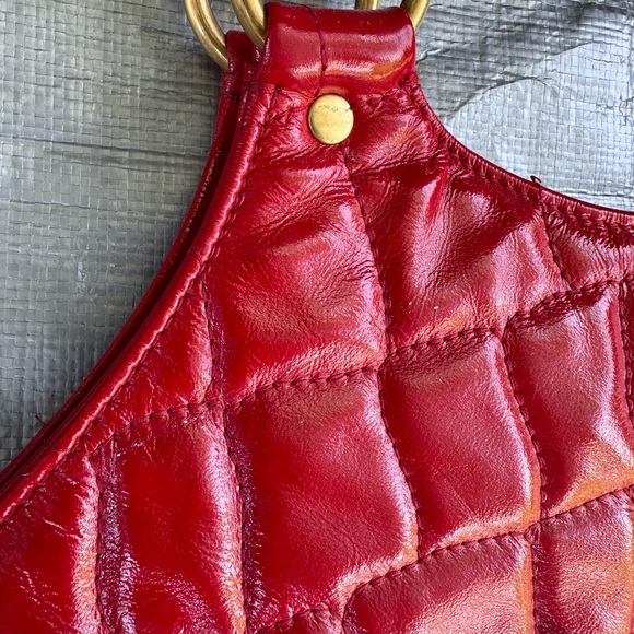 Vintage YSL Yves Saint Laurent Red Crocodile Patent Leather Tribute Tote Bag - Picture 3 of 9